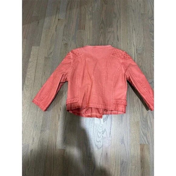 Bar III Jacket Womens Size M Tangerine Moto Biker Asym Zip Quilted Short - Picture 3 of 10